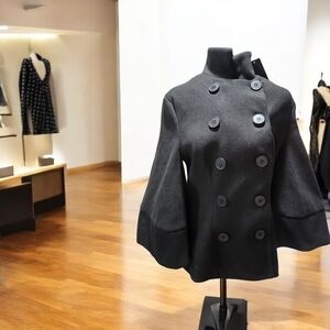 Elegant Black Double-Breasted Women's Coat